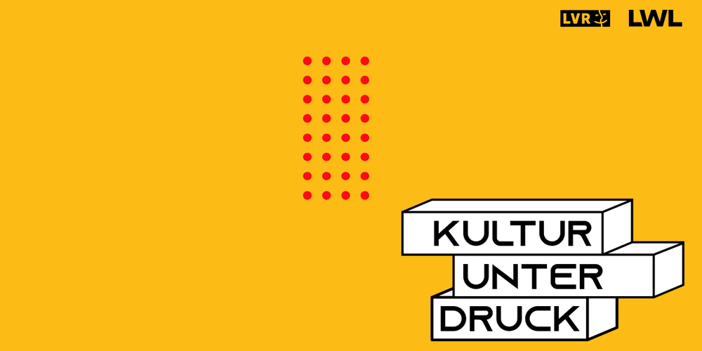 Veranstaltungsankündigung in gelber Farbe mit Keyvisual "Kultur unter Druck"