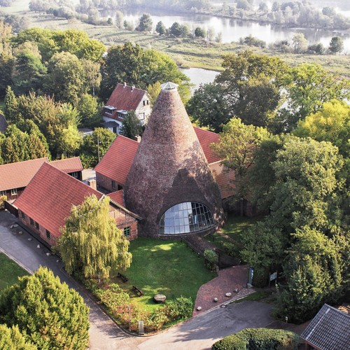 Luftaufnahme der Glashütte Gernsheim
