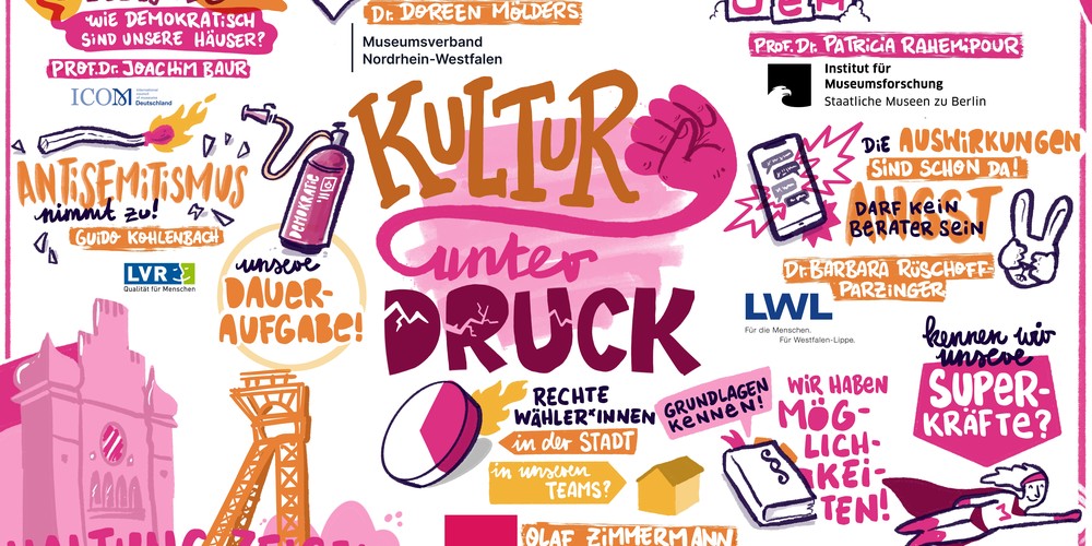 Graphic Recording "Kultur unter Druck!? Verschiedene Perspektiven auf aktuelle Herausforderungen"