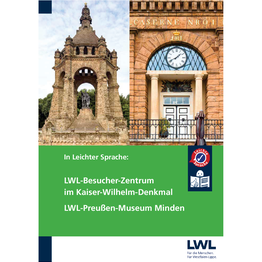 Cover von der Broschüre mit dem Foto vom Kaiser-Wilhelm-Denkmal und vom LWL-Preußenmuseum.