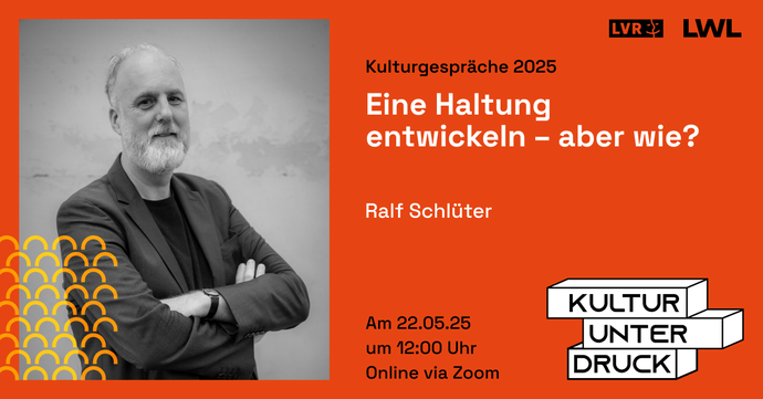 Portrait von Ralf Schlüter mit key visual "Kultur unter Druck"
