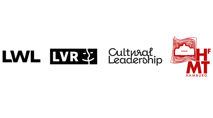 Von links nach rechts Logos: LWL, LVR, Cultural Leadership-Stipendienprogramm, Hochschule für Musik und Theater Hamburg (HfMT)