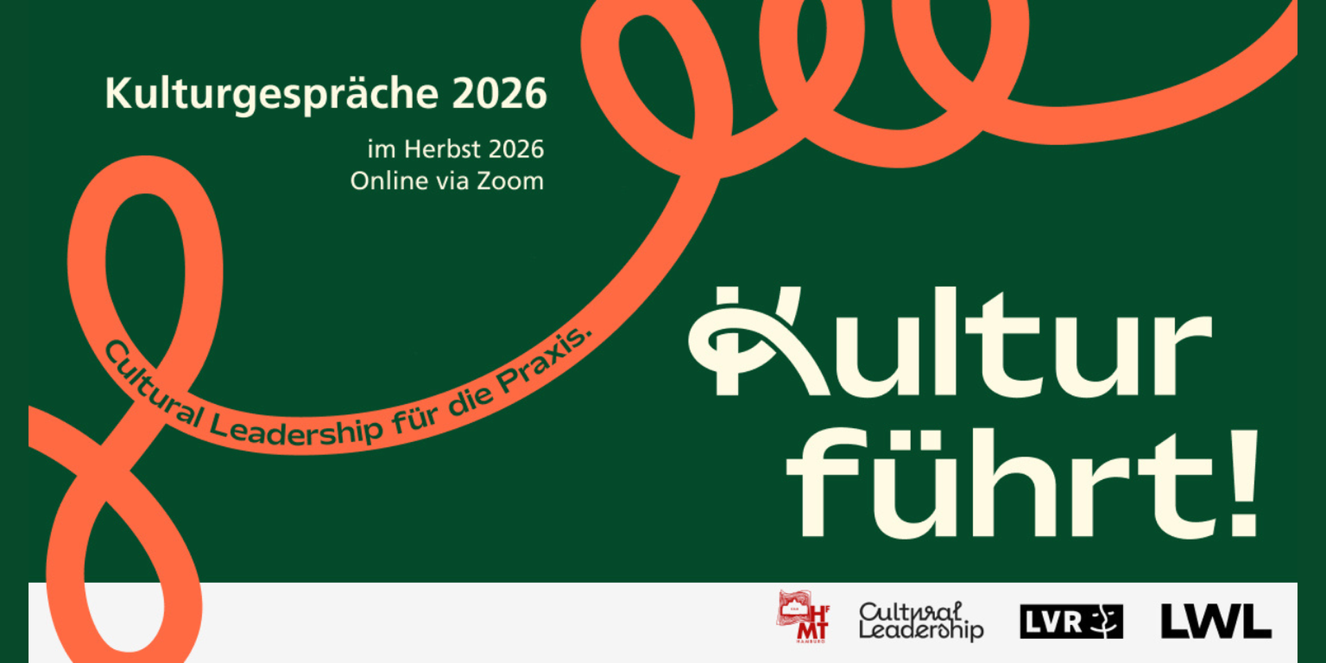 Motiv zur Reihe Kulturgespräche 2025. Titel der Reihe "Kultur unter Druck" steht in aufeinander gestapelten Blöcken.